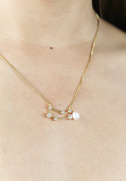 Gemini Necklace with Pearl - Zodiac Sign by Bombay Sunset