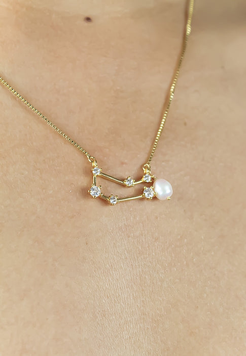 Gemini Necklace with Pearl - Zodiac Sign by Bombay Sunset