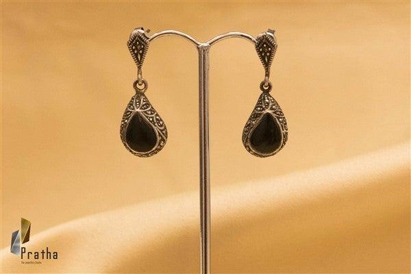 Marcasite Black Drop Earrings