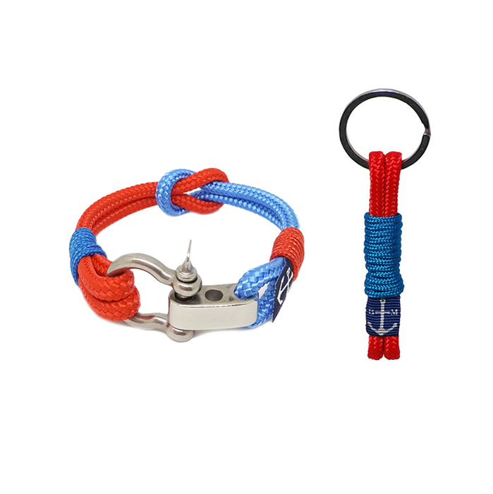 Adjustable Shackle Blue-Red Nautical Bracelet & Keychain