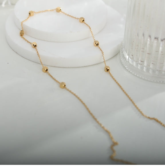 CALLA Square Beads Dainty Gold Chain Necklace