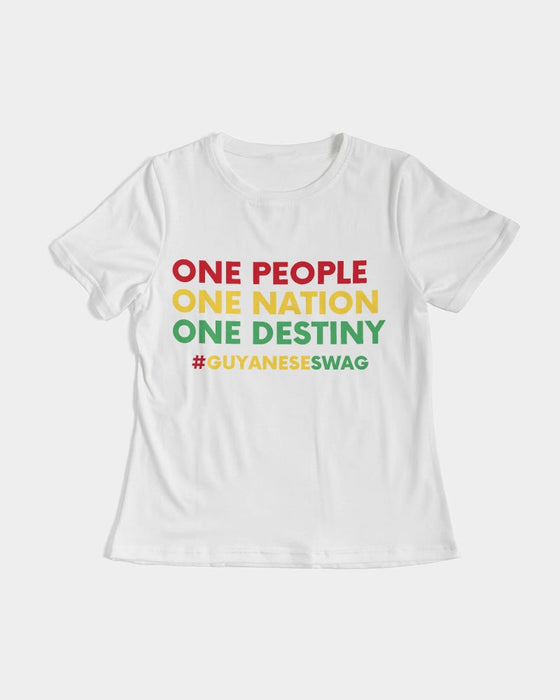 Guyana Motto "One People One Nation One Destiny" Women's Tee - White