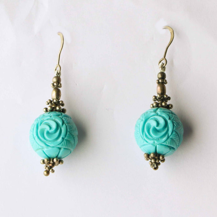 Carved Turquoise Earrings