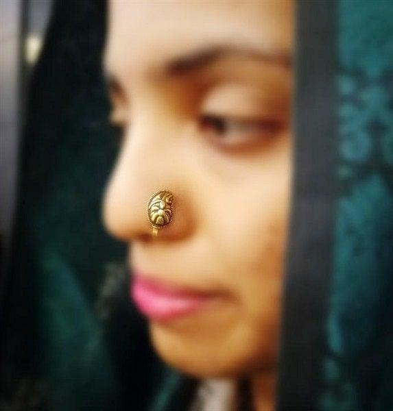 Gold Plated Mango Shaped Nose Pin