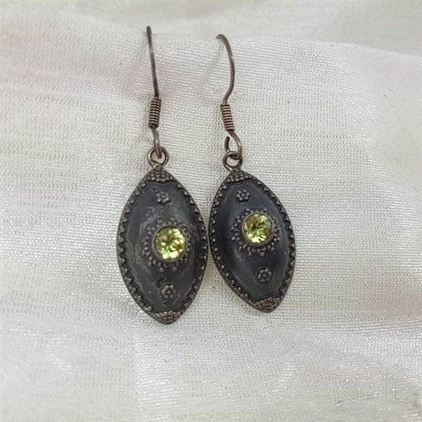 Sterling Silver Handcrafted Yellow Synthetic Stones Antique Earring