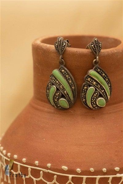 Green Marcasite Earrings