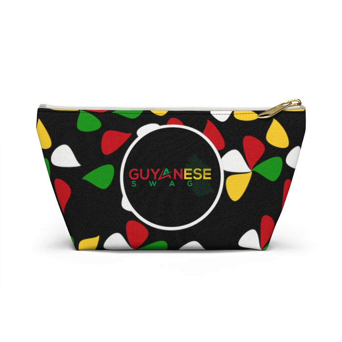 Guyanese Swag Ice Gold Green Floral Accessory Pouch w T-bottom