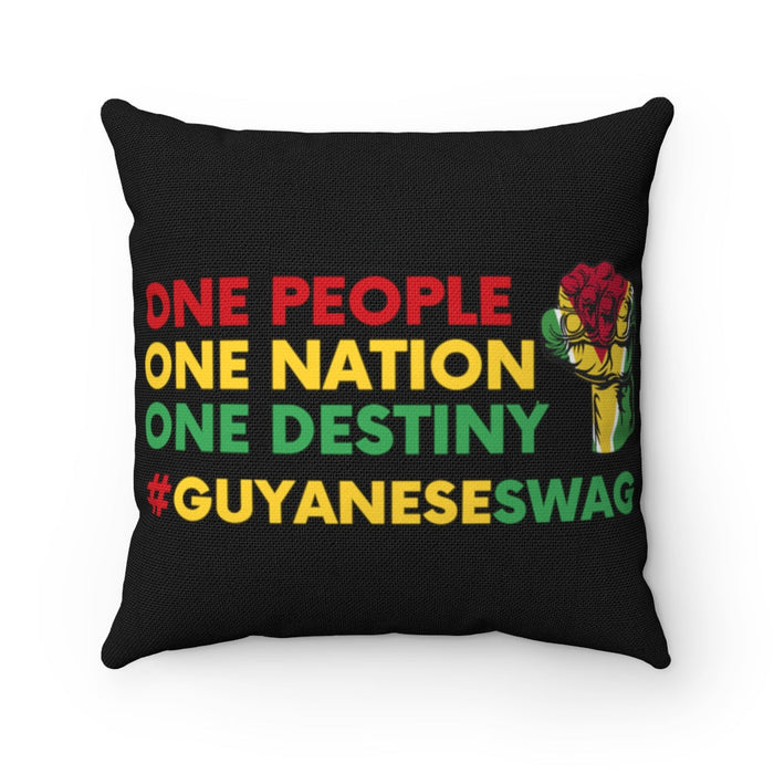 Guyana Motto "One People One Nation One Destiny" Spun Polyester Square Pillow