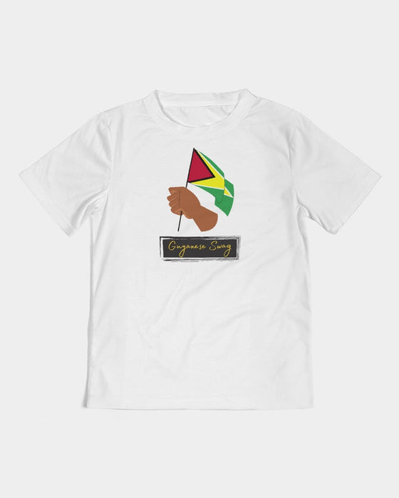 Hand Held Guyana Flag Kids Short Sleeve Tee