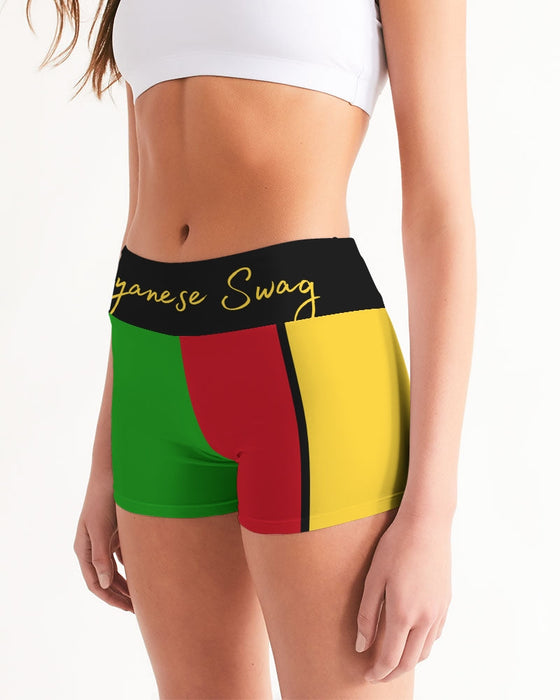 Guyanese Swag Ice Gold Green Women's Mid-Rise Yoga Shorts