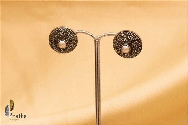 Marcasite Round Pearl Studds