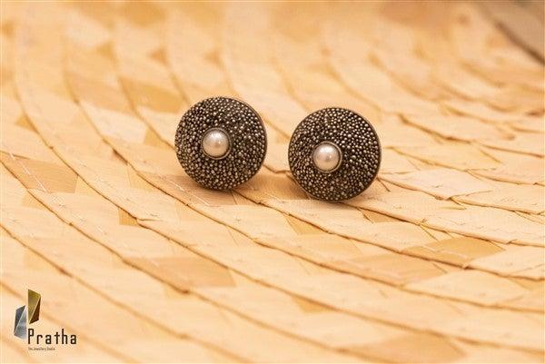 Marcasite Round Pearl Studds