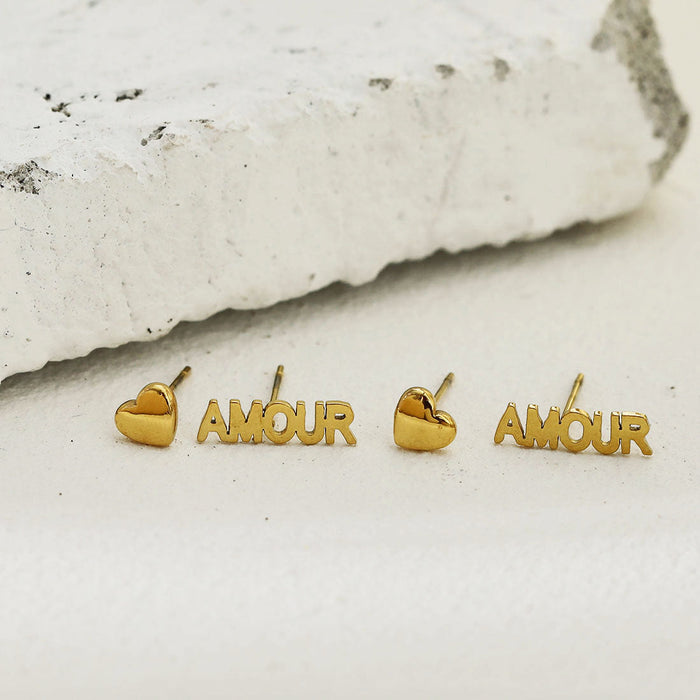 AMOUR 2-Pair Stud Earrings