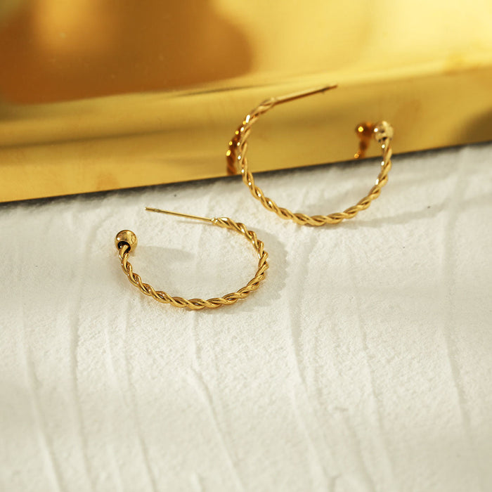 ANNA Rope Textured Gold Hoop Earrings