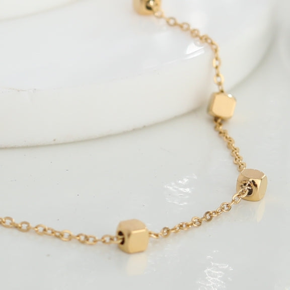 CALLA Square Beads Dainty Gold Chain Necklace