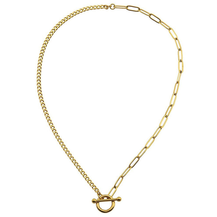 CHARLOTTE Mix Chain T-Bar Gold Necklace
