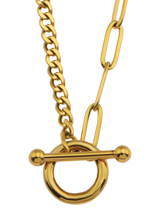 CHARLOTTE Mix Chain T-Bar Gold Necklace