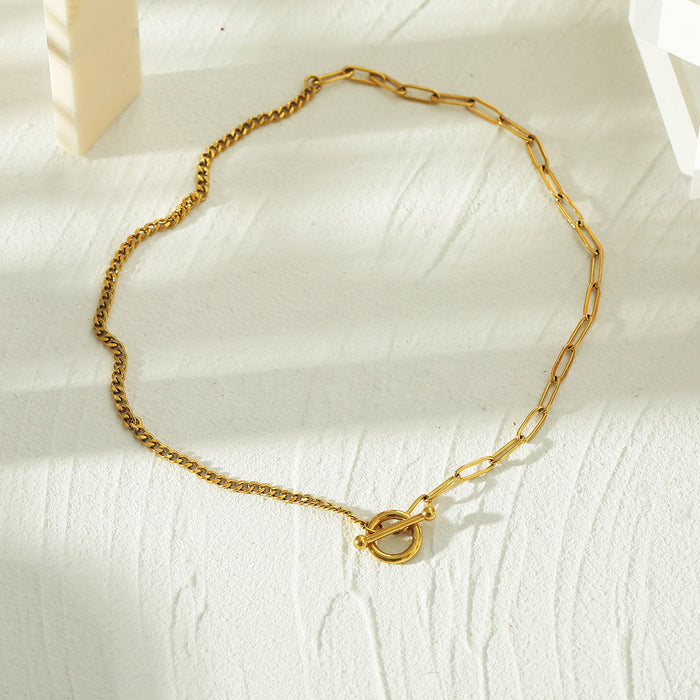 CHARLOTTE Mix Chain T-Bar Gold Necklace