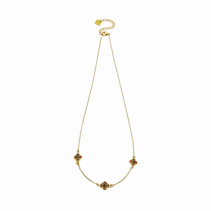 ELLIS Coloured Zirconia Charms Gold Necklace