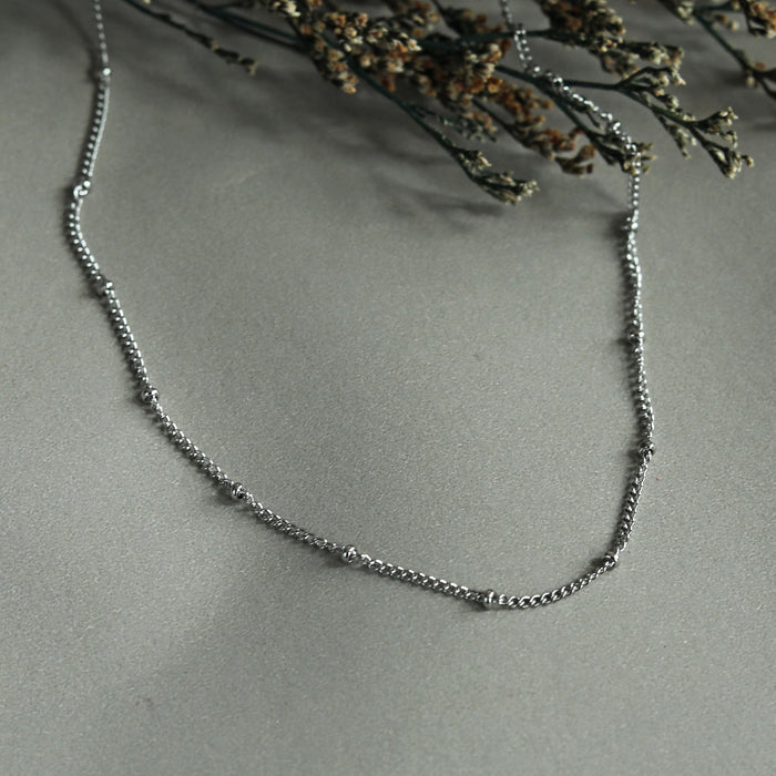 GENOA Beaded Silver Chain Necklace