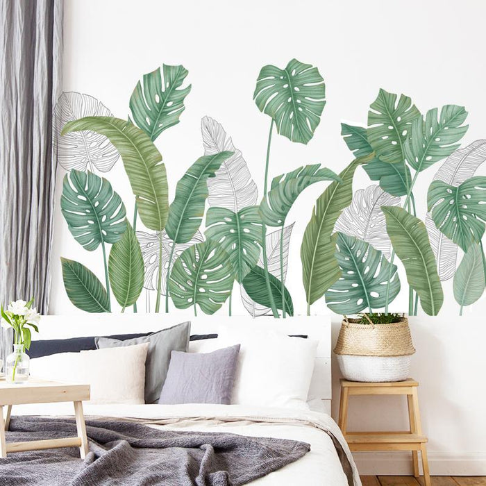 Gorgeous Tropical Leaves in Contour and Aquarelle