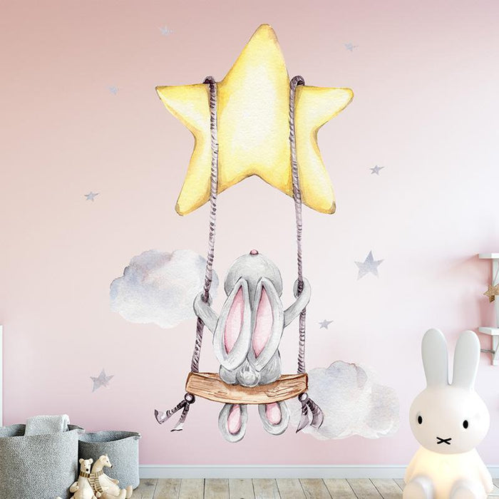 Dreamy Bunny Swinging on the Star