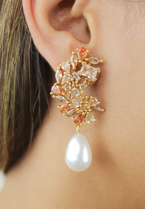 Golden Frosty Pearl Earrings by Bombay Sunset