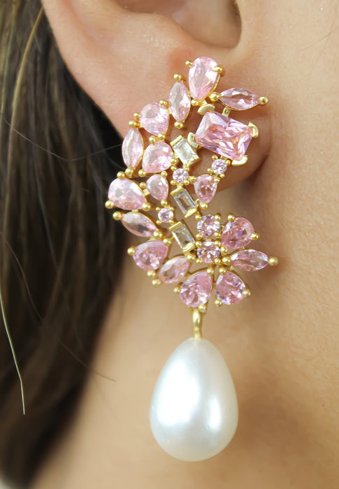 Golden Frosty Pearl Earrings by Bombay Sunset