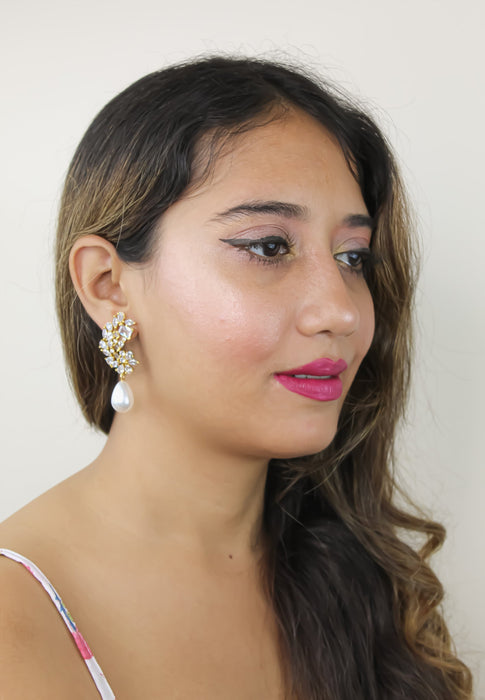 Golden Frosty Pearl Earrings by Bombay Sunset