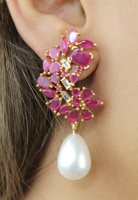 Golden Frosty Pearl Earrings by Bombay Sunset