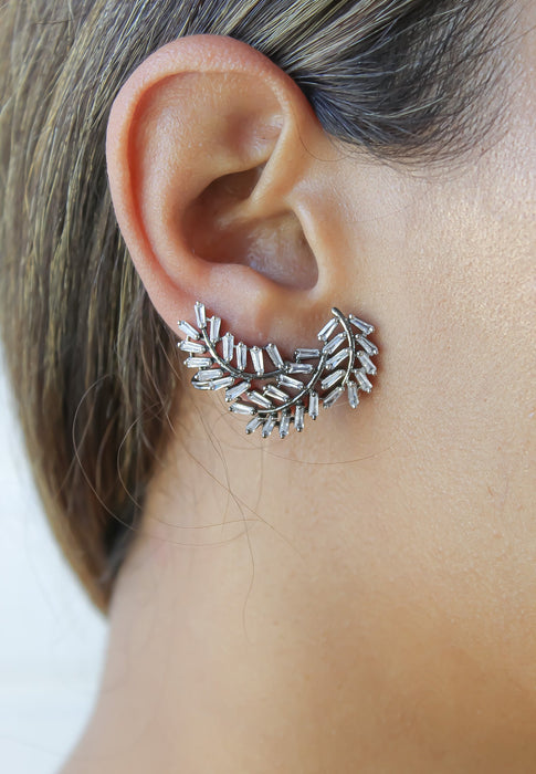 Silver Leaf Climber Earrings by Bombay Sunset