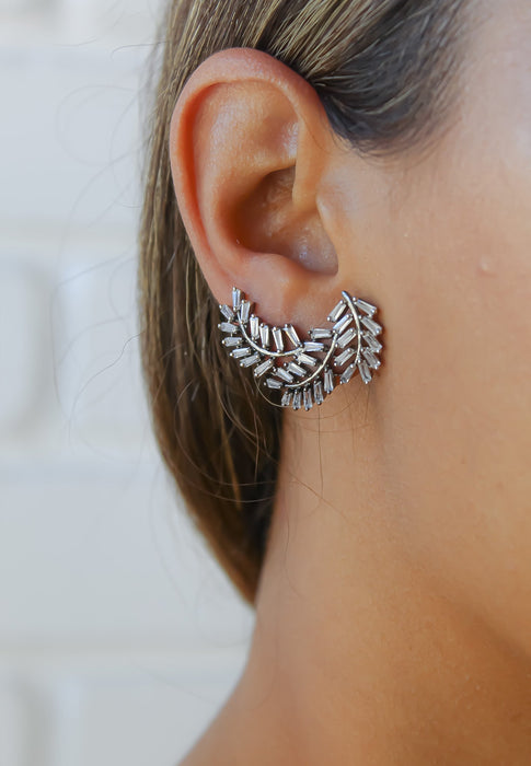 Silver Leaf Climber Earrings by Bombay Sunset