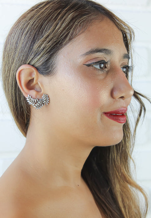 Silver Leaf Climber Earrings by Bombay Sunset