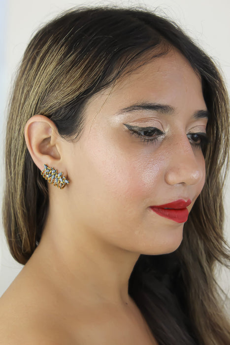 London Climber Earrings with Stones by Bombay Sunset