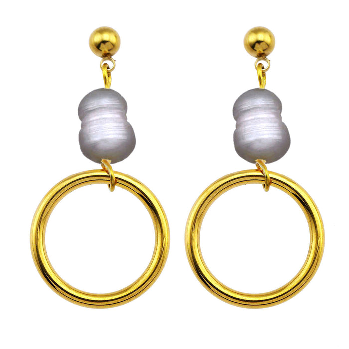 MADELYN Natural Freshwater Pearl Hoop Earrings