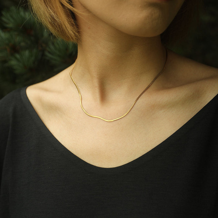 MILA Snake Skin Textured Gold Chain Necklace