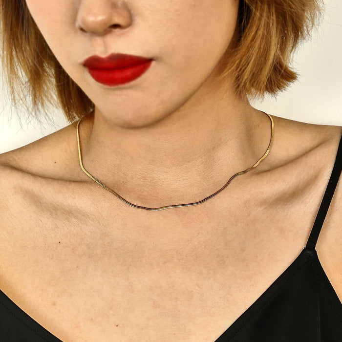 MILA Snake Skin Textured Gold Chain Necklace