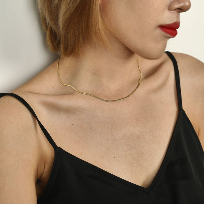 MILA Snake Skin Textured Gold Chain Necklace