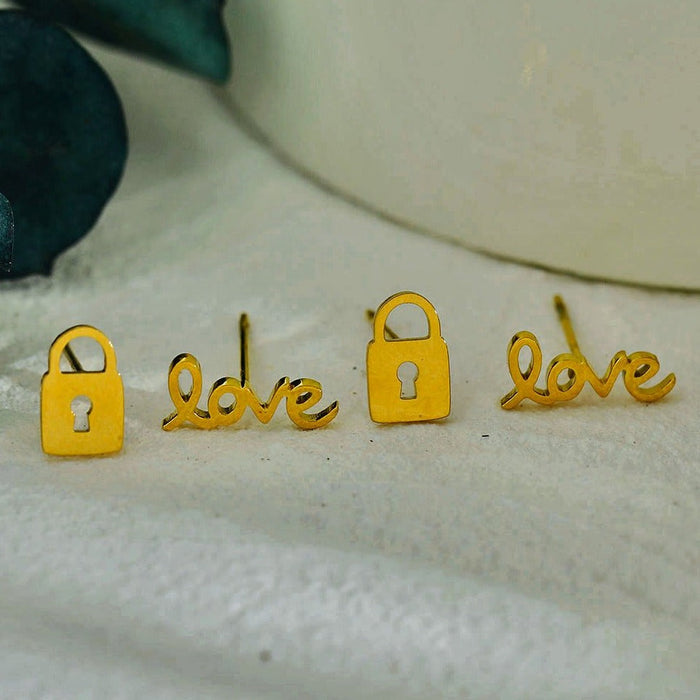 LOVE LOK 2-Pair Stud Earrings Set