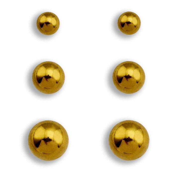 DESTINY 3-Pair Rounded Bead Stud Set