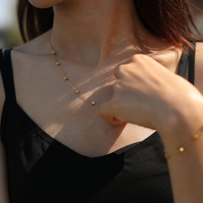 CALLA Square Beads Dainty Gold Chain Necklace