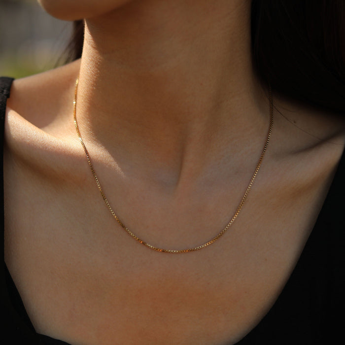 INGA Gold Mini-Box Chain Necklace