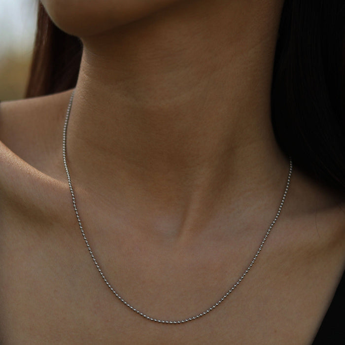 ALYONA Dainty Beads-Chain Silver Necklace