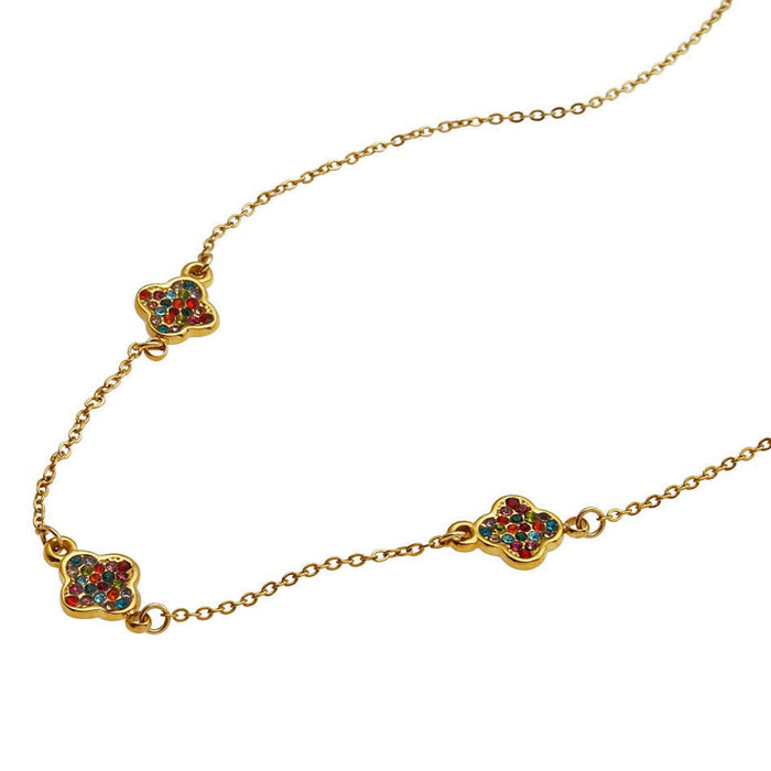 ELLIS Coloured Zirconia Charms Gold Necklace
