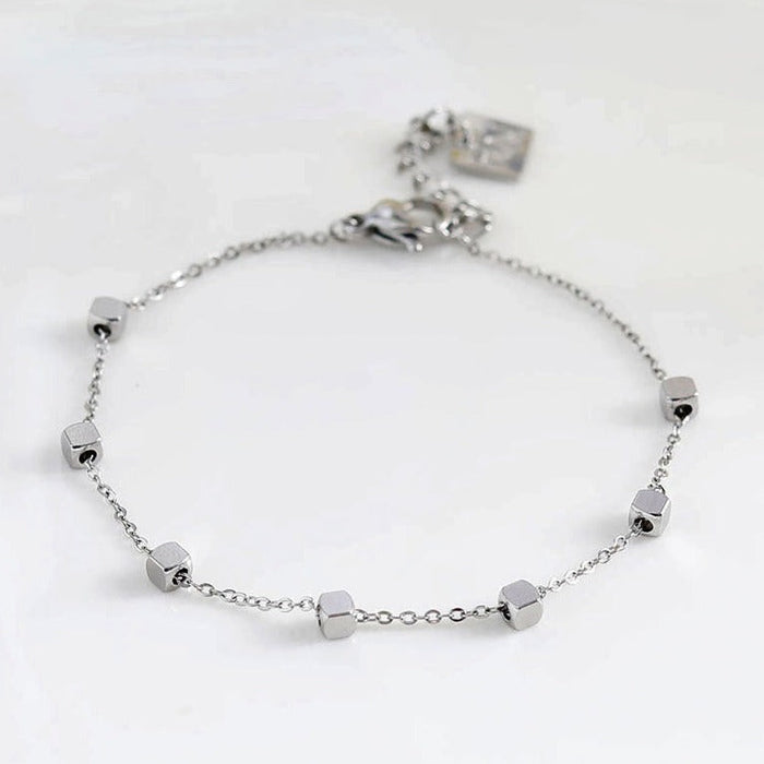 DARBY Square Bead Silver Bracelet