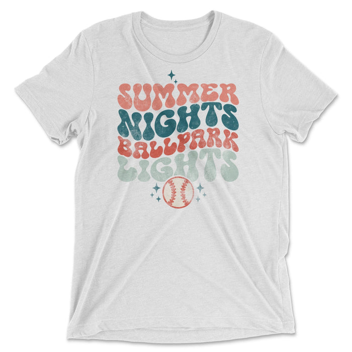 Summer Nights Ballpark Lights (Baseball) Tee
