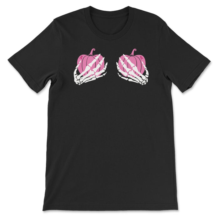 Skelton Pumpkin Boobs (Breast Cancer Awareness) Tee