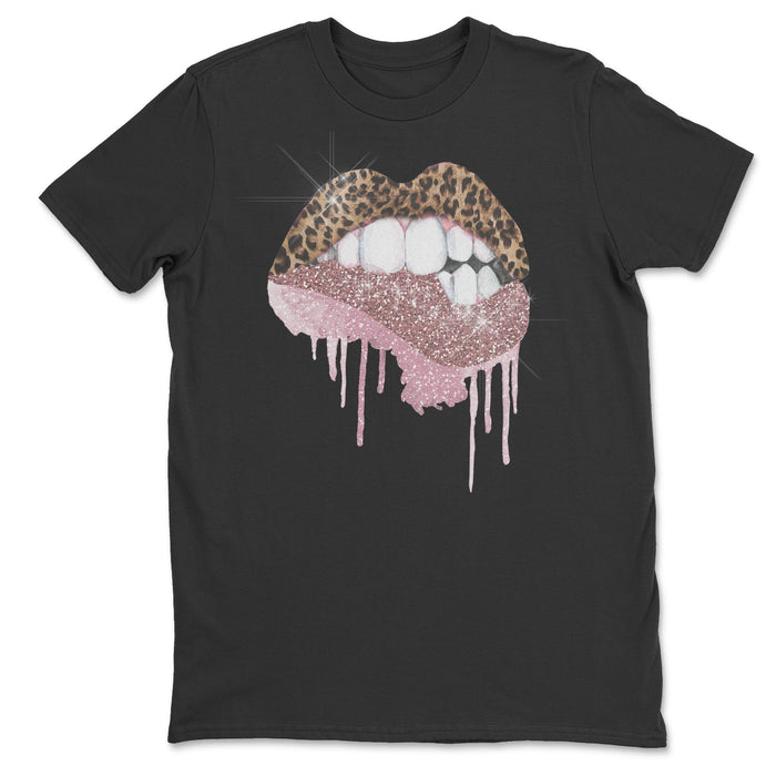 Pink Cheetah Drippin Lips Tee