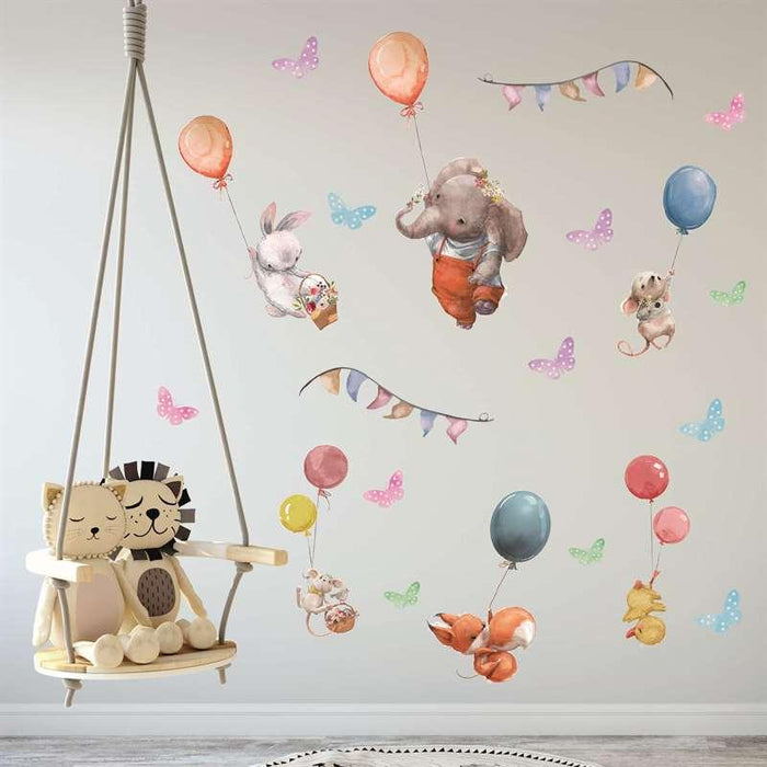 Animal Friends Enjoying Balloons