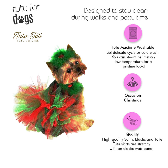 Red and Green Christmas Dog Tutu Skirt | XS-XXXL